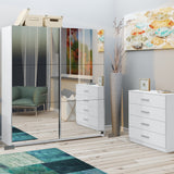 Holland White 180cm Sliding Full Mirror Double Wardrobe