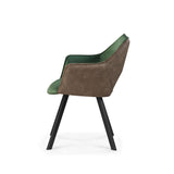 Harley Dining Chair Green Velvet & Grey PU 