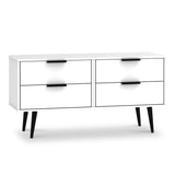 Asher White 4 Drawer Low Storage Chest from Roseland Furniture