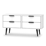 Asher White 4 Drawer Low Storage Chest from Roseland Furniture