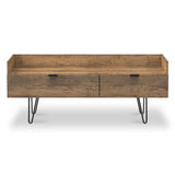 Moreno Rustic Oak Media Console Unit with Black Hairpin Legs from Roseland furniture