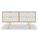 Mila White with Gold Hairpin Legs 4 Drawer Low Storage Unit from Roseland