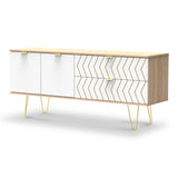 Mila White with Gold Hairpin Legs 2 Drawer 2 Door Wide Sideboard from Roseland