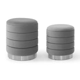 Mia Twin Pack Velvet Storage Stool - Grey