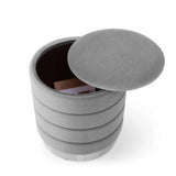 Mia Twin Pack Velvet Storage Stool - Grey