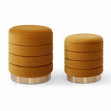 Mia Twin Pack Velvet Storage Stool - Mustard