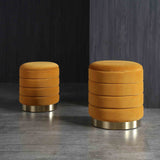 Mia Twin Pack Velvet Storage Stool lifestyle image - Mustard