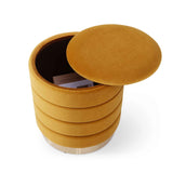 Mia Twin Pack Velvet Storage Stool - Mustard