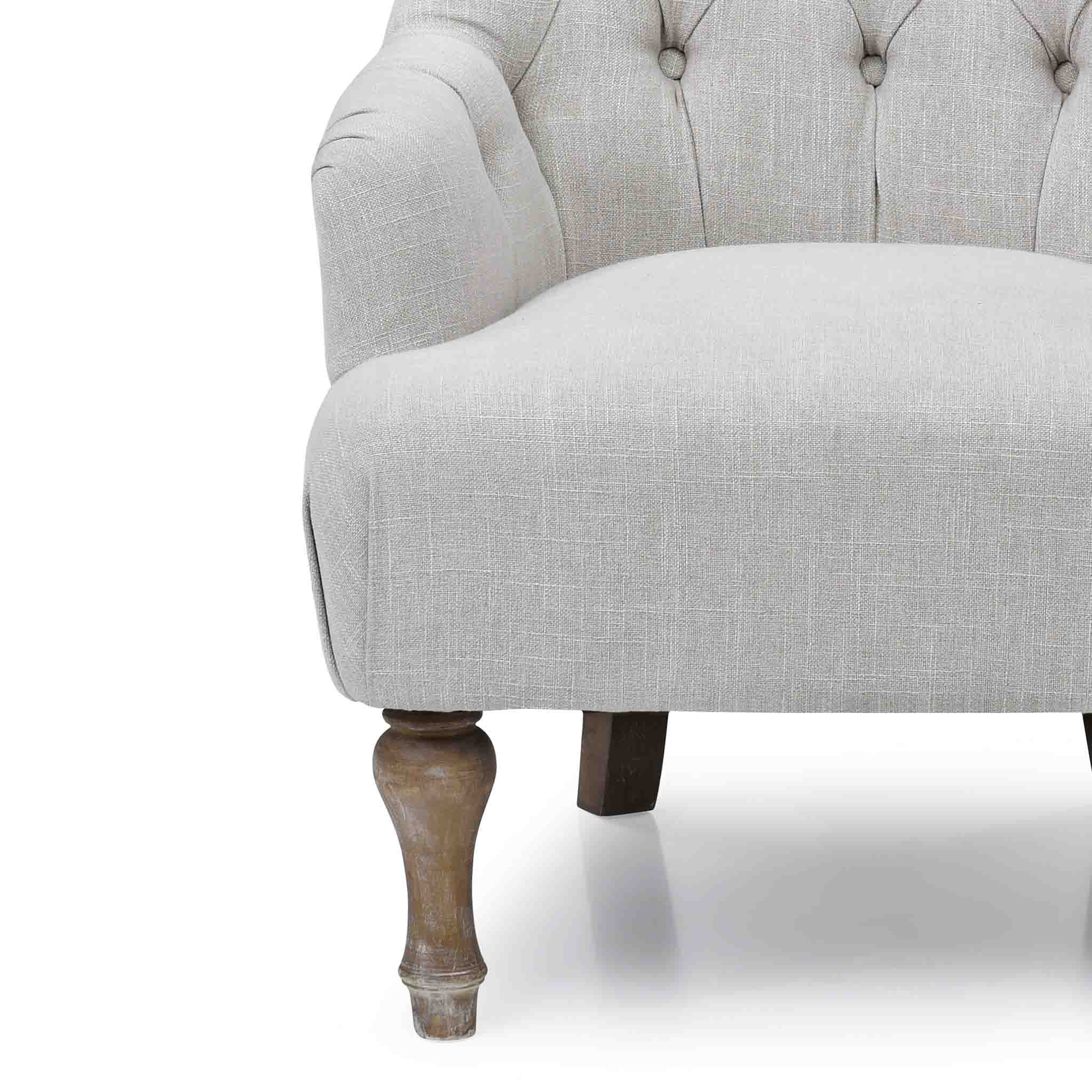 Cream linen accent deals chair