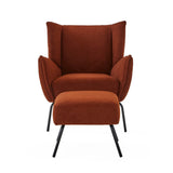 Knox Orange teddy boucle armchair with stool