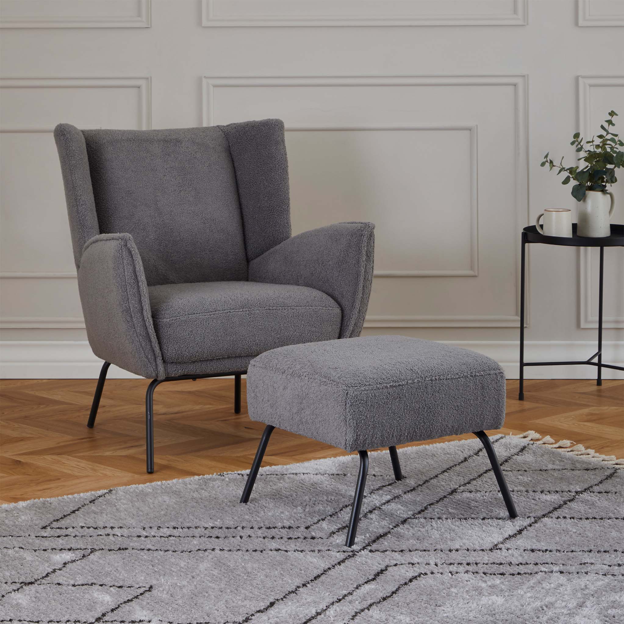 Living room discount chair with footstool