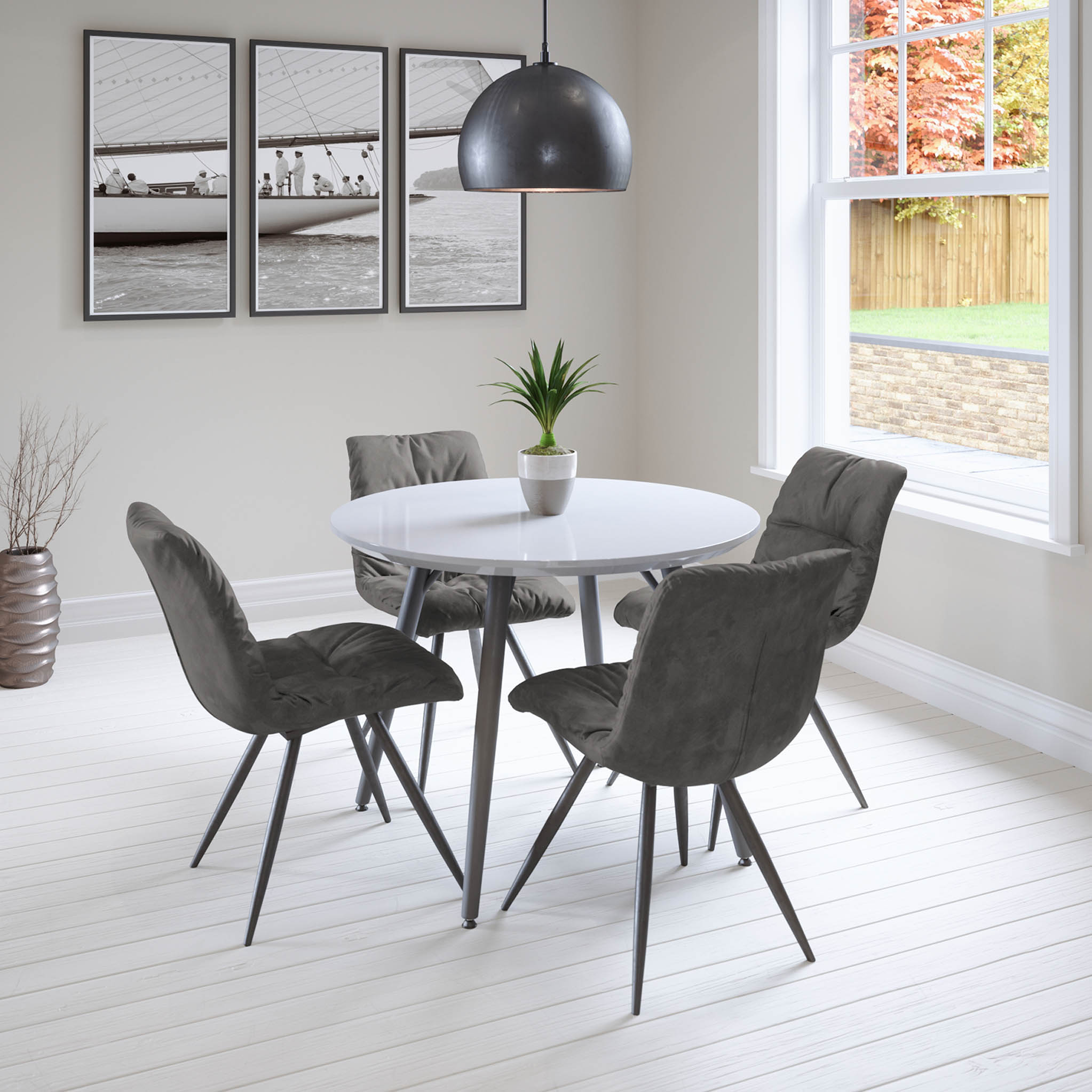 Dark grey round on sale dining table