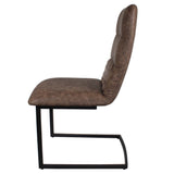 Side view of the Coffee Maitland Faux Leather Dining Chairs by Roseland Furniture