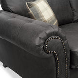 Edward Black Faux Leather 2 Seater Sofa