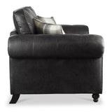 Edward Black Faux Leather 2 Seater Sofa