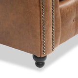 Edward Chocolate Faux Leather Armchair