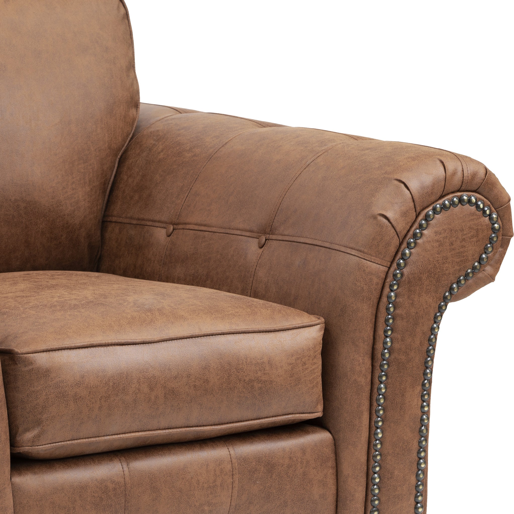 Faux leather deals brown armchair