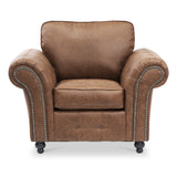 Edward Chocolate Faux Leather Armchair