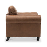 Edward Chocolate Faux Leather Armchair