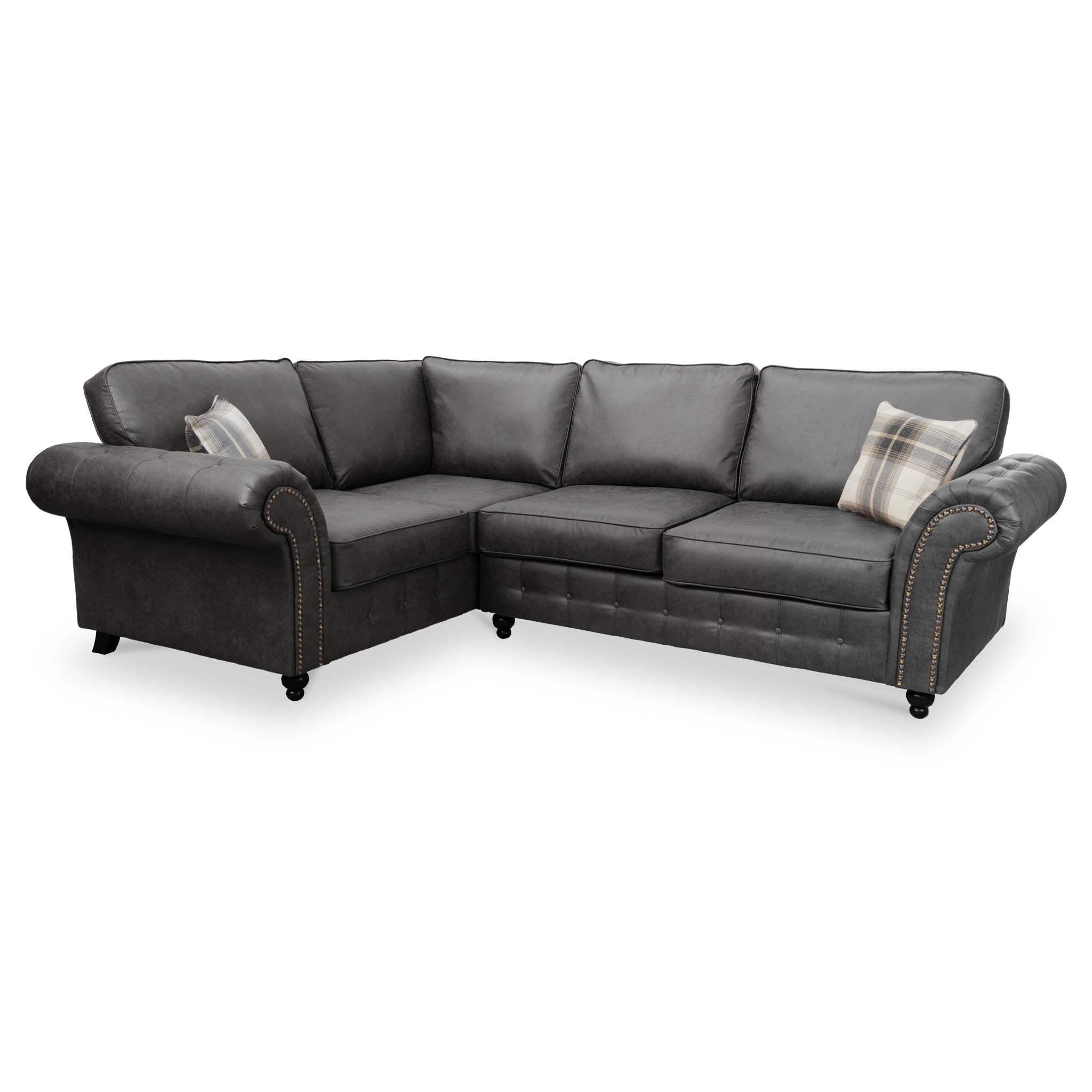 Black leather left online hand corner sofa