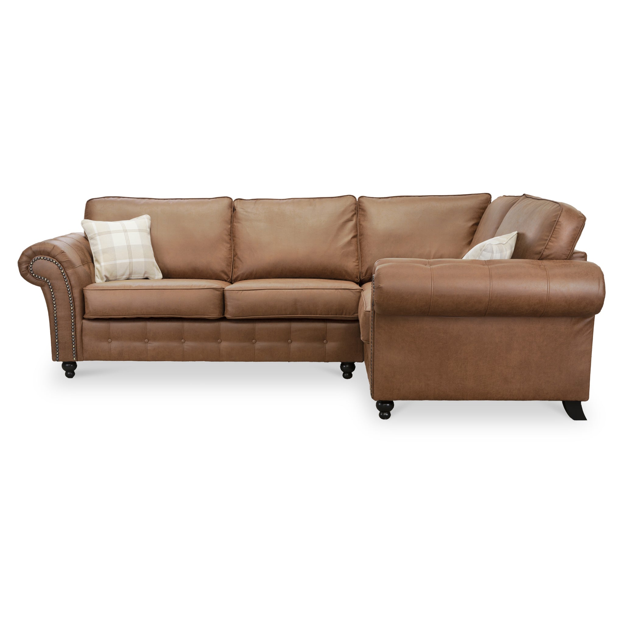 Tan faux leather corner shop sofa