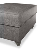 Edward Black Faux Leather Footstool