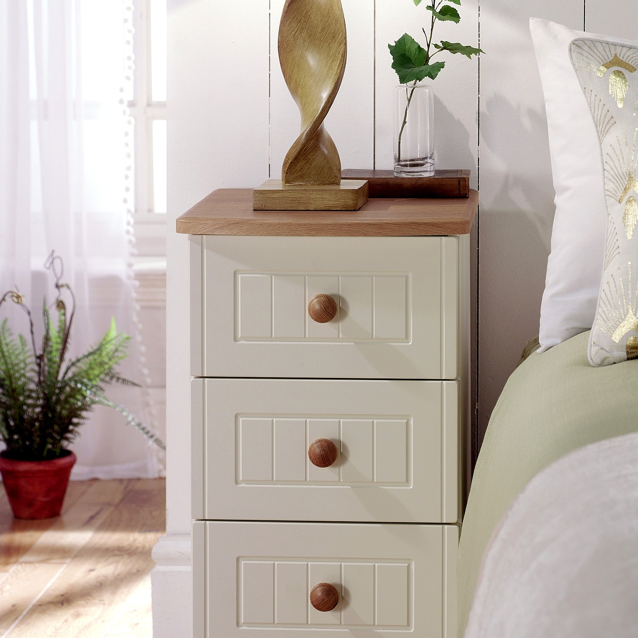 Cream oak shop bedside table