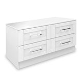 Bellamy White 4 Drawer low storage chest chrome handleBellamy White 4 Drawer low storage chest chrome handle 