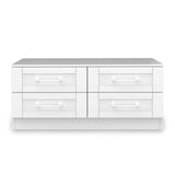 Bellamy White 4 Drawer low storage chest chrome handle