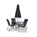 Rio Stacking 4 Seat Dining Set with Parasol