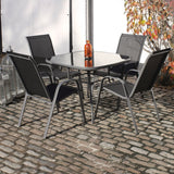 Rio Stacking 4 Seat Dining Set with Parasol