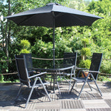 Rio Reclining 4 Seat Garden Dining Set with Parasol Textylene Fabric