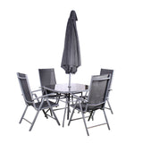 Rio Reclining 4 Seat Garden Dining Set with Parasol