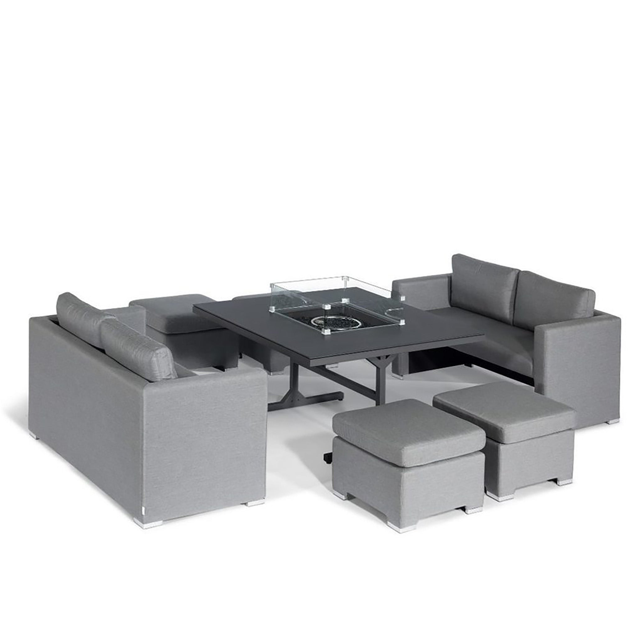 Sunbrella Cube Fire Pit Dining Lounge Set Roseland Roseland