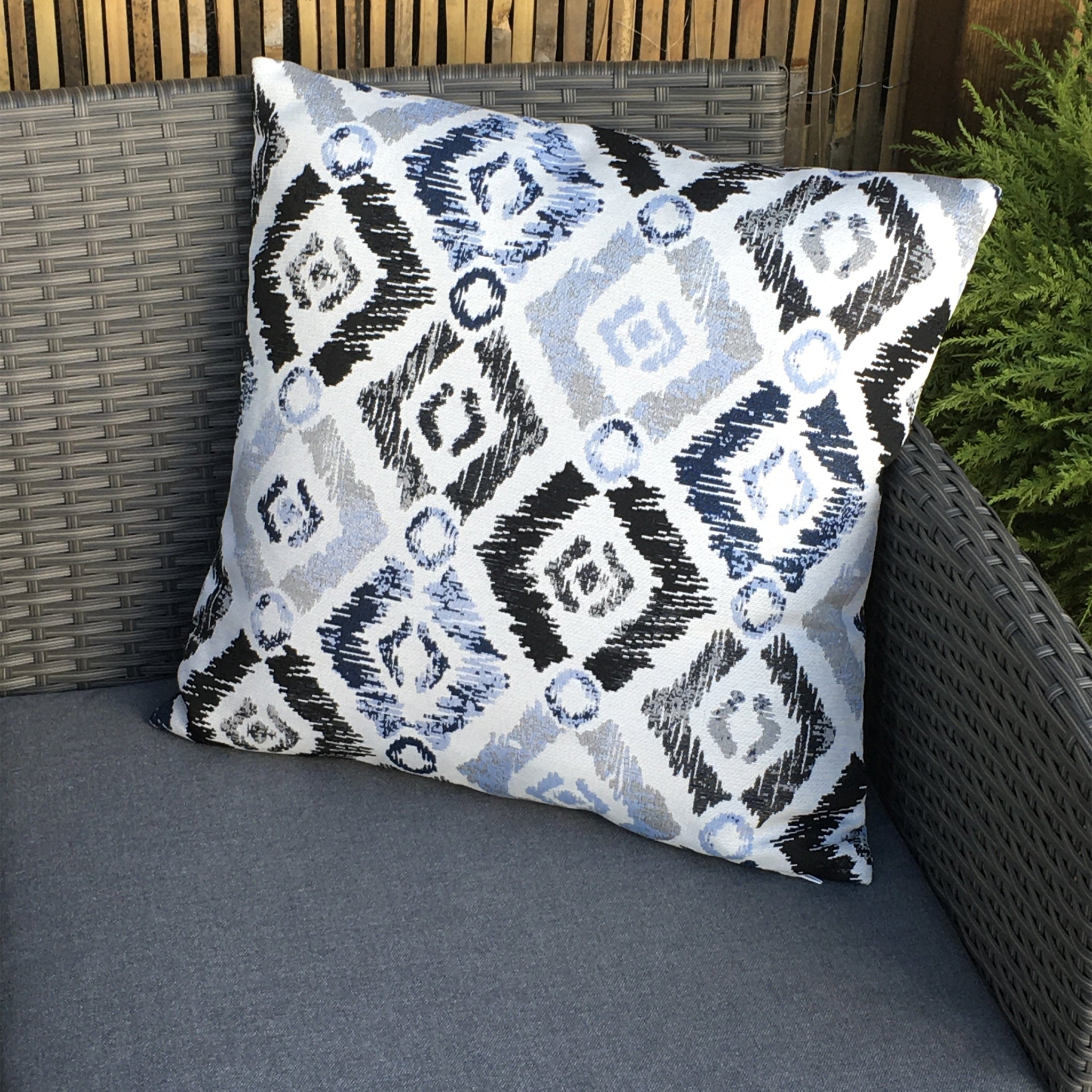 Blue and 2024 white scatter cushions