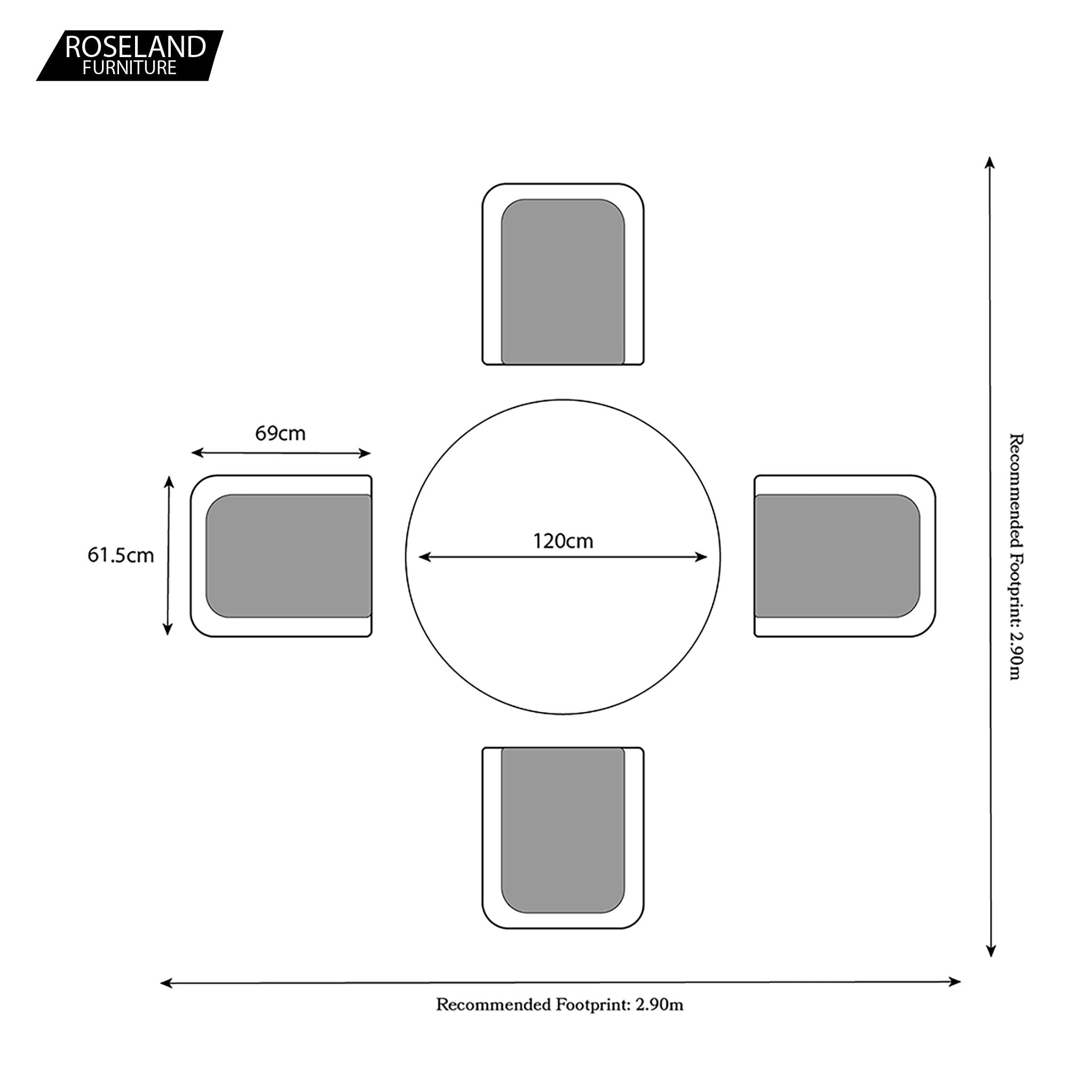 4 seater dining discount size