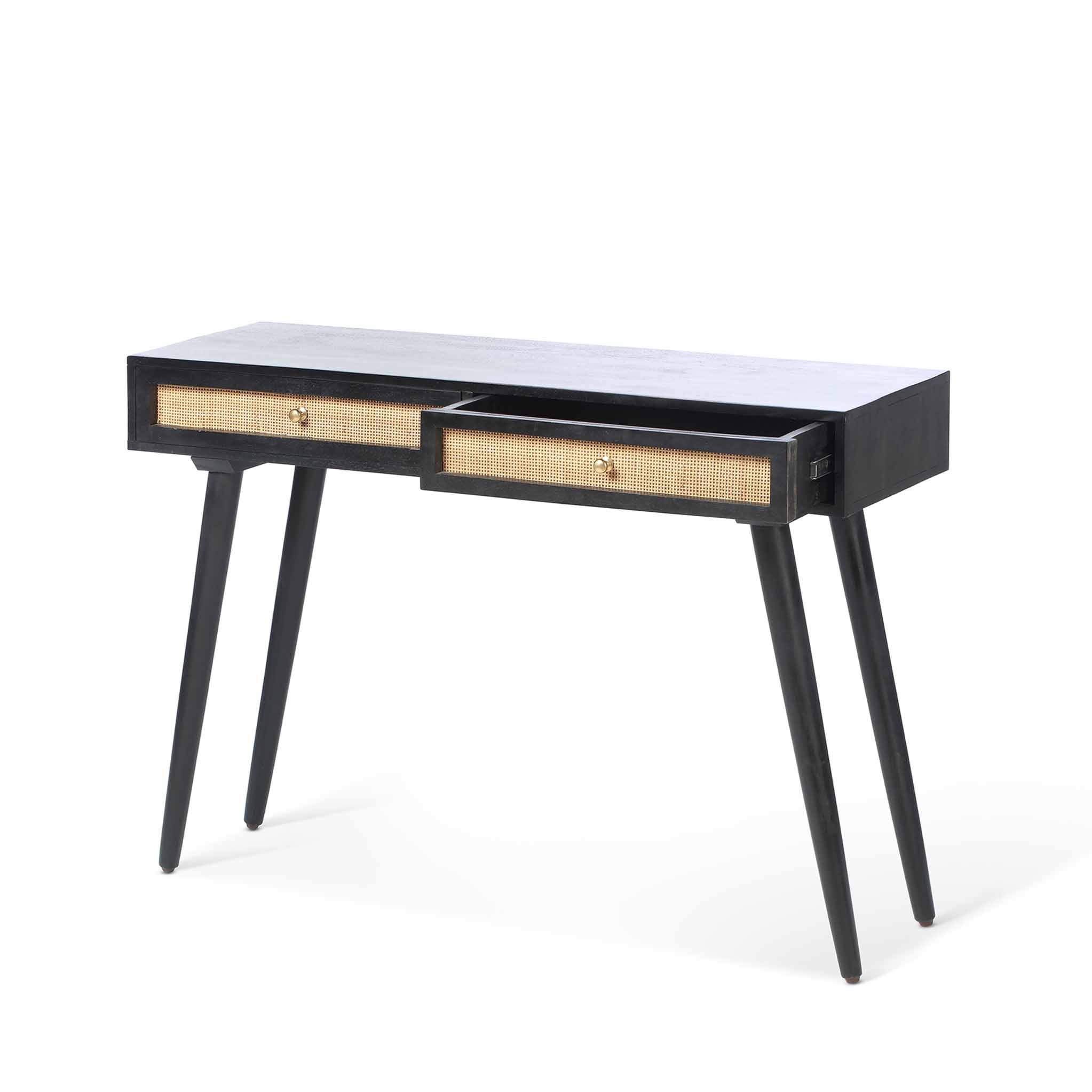 Black cane store console table