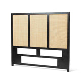 Venti Black Mango Wood & Cane Headboard for Double or King