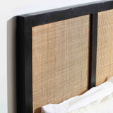 Venti Black Mango Wood & Cane Headboard close up