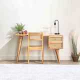 Venti Natural Mango Wood & Cane Home Office Desk or Dressing Table Lifestyle