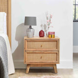 Venti Mango and Cane 2 Drawer Bedside from Roseland Furniture