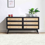 Venti Scandi Mango Wood & Cane 6 Drawer Storage Chest Lifestyle