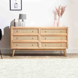 Venti Scandi Natural Mango Wood & Cane 6 Drawer Storage Chest Lifestyle