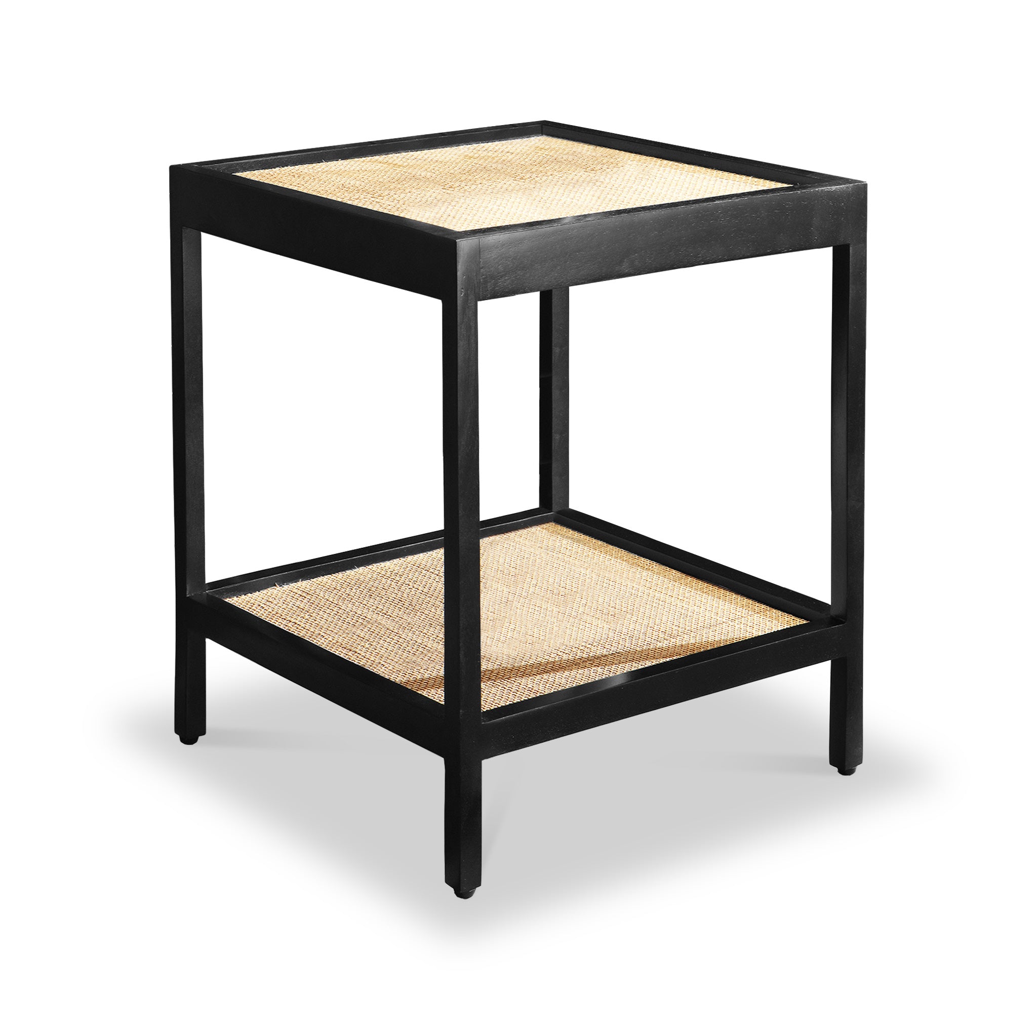 Wood and deals cane side table