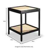 Venti Black Mango and Cane Side Table dimensions