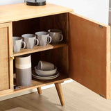 Venti Natural Mango Wood and Cane Small Sideboard Credenza