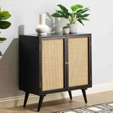 Verti Black Mango Wood & Cane Wine Drinks Cabinet Lifestyle