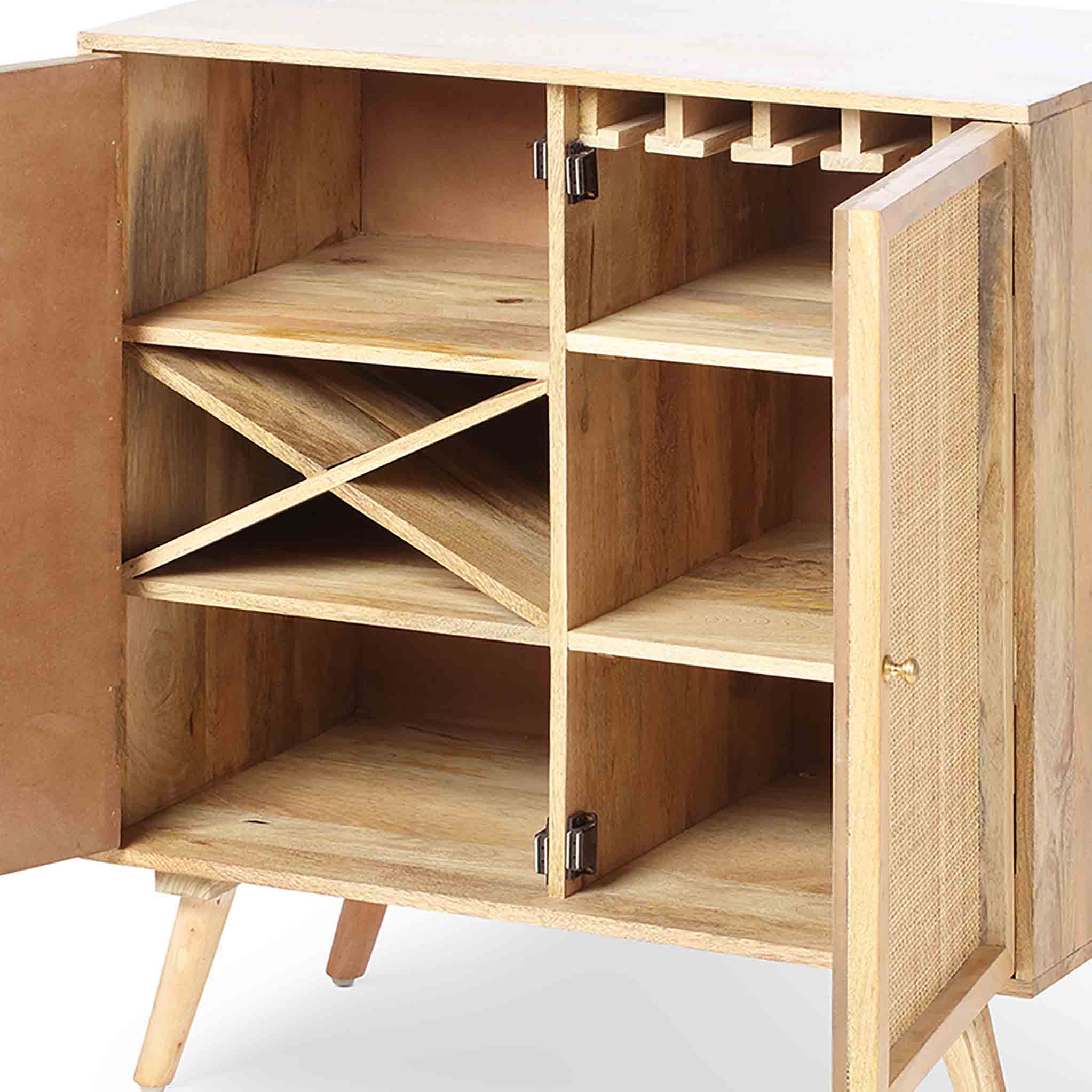 Mango wood deals cane cabinet