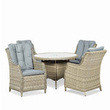 Wentworth 4 Seat 110cm Highback Rattan Garden Dining Set from Roseland Home Furniture