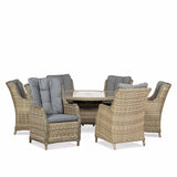 Wentworth 6 Seat 140cm Highback Rattan Outdoor Dining Set